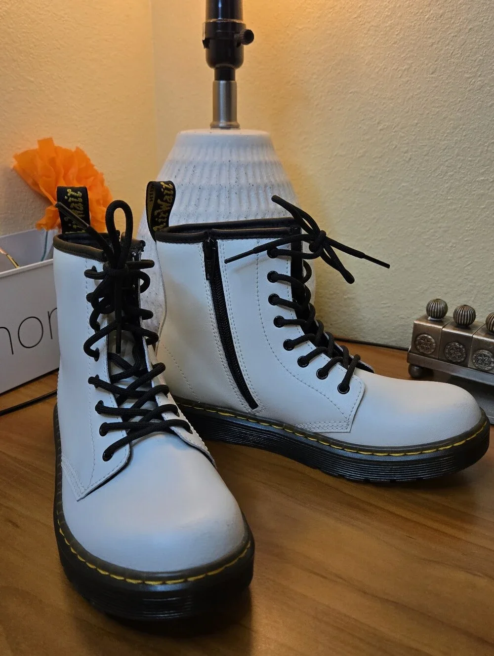 Dr. Martens Zavala Combat Boots in White Size:  US4M 